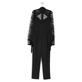 Elie Saab-Elie Saab Black Jumpsuit With Lace Upper/Sleeves-Black