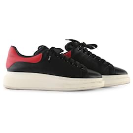 Alexander Mcqueen-Alexander McQueen Black/Red/White Leather Perforated Chunky Sneakers-Black