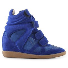 Isabel Marant Royal Blue Suede And Leather Bekett Wedge High Top Sneakers Blue