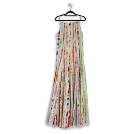 Vestido largo plisado con estampado de pintura de algodón blanco y multicolor de Rosie Assoulin Multicolor
