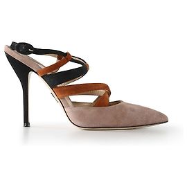 Paul Andrew Escarpins à bout pointu en daim beige/noir/marron Multicolore