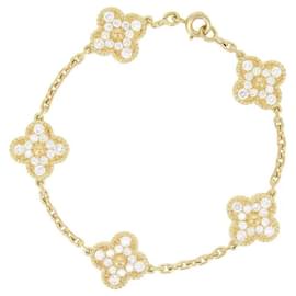 Van Cleef & Arpels Vintage Alhambra bracelet, 5 motifs with diamonds yellow gold Gold hardware