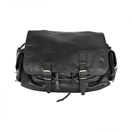 Saint Laurent-Saint Laurent Black Leather Crossbody Messenger Bag-Black