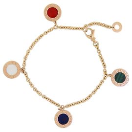 Bulgari Bvlgari 18Pulseira de charme de ouro rosa e várias pedras preciosas K Gold hardware