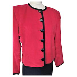 Yves Saint Laurent-YVES SAINT LAURENT RIVE GAUCHE VELVET COUTURE JACKET WITH RELIEF BUTTONS T 44-Red