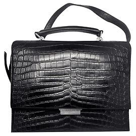 Bolsa Saint Laurent em couro de crocodilo preta Preto