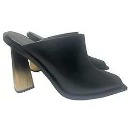 Givenchy Black Leather Mules 10cm Heel Black