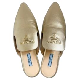 Prada Mules Doré Métallisé