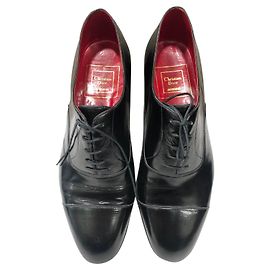 Christian Dior Black Leather Lace Ups 41 Black