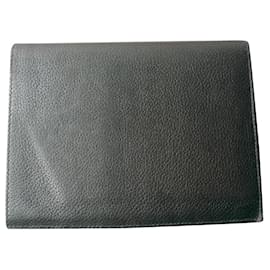 Hermès-HERMES Black leather wallet very good condition-Black