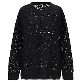 Autre Marque ALPHA-STUDIO Strickpullover mit Lochmuster schwarz Schwarz