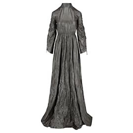 Bottega Veneta-Bottega Veneta Grommet Detailed Maxi Dress-Silvery,Metallic