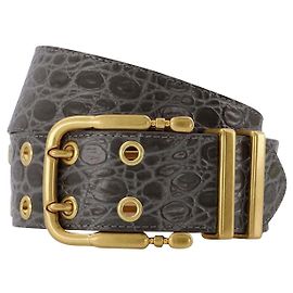 Cinto Duo - By Far - Cinza - Couro Crocodilo Cinza