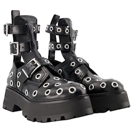 Alexander Mcqueen-Ankle Boots - Alexander Mcqueen - Black/White - Leather-Black