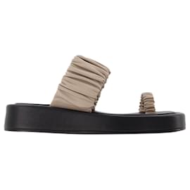 Autre Marque-Amor Platform Slides - Elleme - Taupe/Black - Leather-Brown,Beige