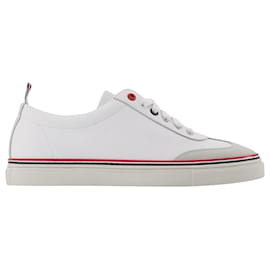 Thom Browne-Lo-Top Sneakers - Thom Browne - White - Leather-White