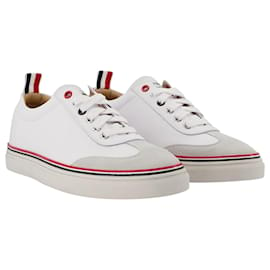 Thom Browne-Lo-Top Sneakers - Thom Browne - White - Leather-White