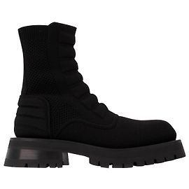 Balmain Botines Chelsea de punto militar en cuero negro Negro