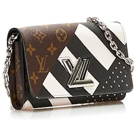 Louis Vuitton-Louis Vuitton Brown Monogram Studded Twist-Brown