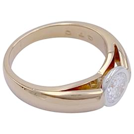 inconnue-Yellow gold Solitaire ring, platinum.-Other