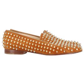 Christian Louboutin Pissenlit Spikes Mocassins Marron Beige