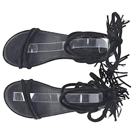 Isabel Marant-Isabel Marant Wrap Flat Sandals in Black Suede-Black