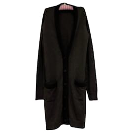 Lanvin-casaco de lã longo-Castanho escuro