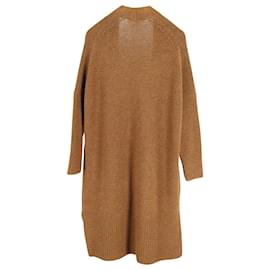 Maje-Maje Oversized Open-Front Cardigan in Brown Wool-Brown