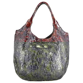 Alexander Mcqueen-Alexander McQueen Pebbled Tote in Red and Black Patent Leather-Red