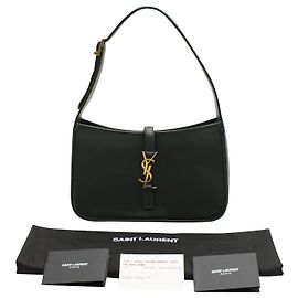 Saint Laurent Le 5 NO 7 Bolsa de ombro em couro de bezerro verde 'Vert Fonce' Verde