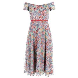 Autre Marque Saloni Robe mi-longue à imprimé floral et épaules dénudées en polyester multicolore Autre