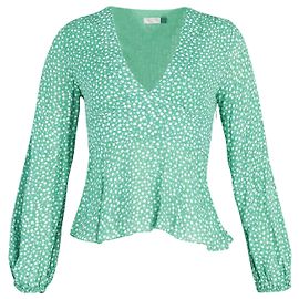 Autre Marque Rixo Bishop Sleeve Floral Print Top aus grüner Viskose Andere
