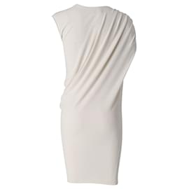 Lanvin-Lanvin One Shoulder Drape Dress in White Polyester-White