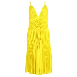 Haider Ackermann Robe Col V Smockée en Polyester Jaune Jaune