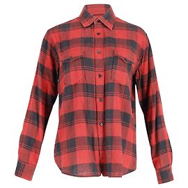Camicia frontale con bottoni in flanella di Saint Laurent in cotone rosso e nero Altro