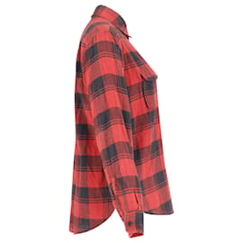 Saint Laurent-Camicia frontale con bottoni in flanella di Saint Laurent in cotone rosso e nero-Altro