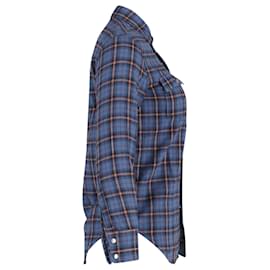 Saint Laurent-Saint Laurent Flanellhemd mit kariertem Knopf vorne aus mehrfarbigem Polyester-Andere