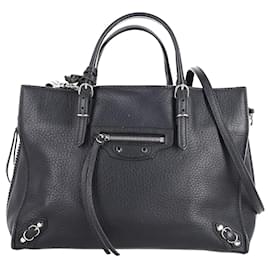 Balenciaga-Balenciaga PAPIER A6 Zip Around Tote Bag in Black Leather-Black