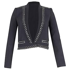 Isabel Marant-Isabel Marant Studded Blazer Jacket in Black Virgin Wool-Black