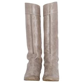 Chloé-Chloe Heloise Knee Length Boots in Grey Leather-Grey