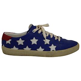 Autre Marque-Saint Laurent Star Court Classic Low Top Sneakers in Blue and White Leather-Other,Python print