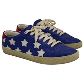 Autre Marque-Saint Laurent Star Court Classic Low Top Sneakers in Blue and White Leather-Multiple colors