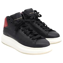 Autre Marque-Alexander McQueen Larry Thick-Sole High-Top Sneakers in Black and Red Leather Size 8 US-Black