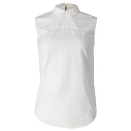 Camicia Victoria Beckham senza maniche con zip posteriore in cotone bianco Bianco