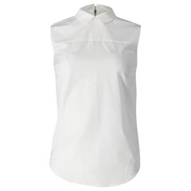 Victoria Beckham-Camisa de algodón blanco sin mangas con cremallera trasera de Victoria Beckham-Blanco
