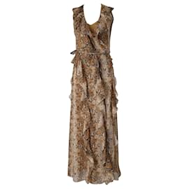 Diane Von Furstenberg-Diane Von Furstenberg Lacey Python-print Wrap Dress in Brown Silk-Brown