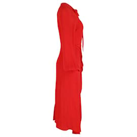 Roland Mouret-Roland Mouret Bocana Pussy-Bow Midi Dress in Red Silk-Red