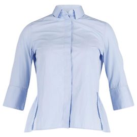 Maglia Peplo Frontale Nascosto Valentino Garavani in Cotone Blu Blu Blu chiaro