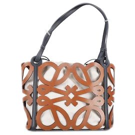Bolsa Loewe Pequena Anagrama Recortada em Couro de Bezerro Marrom Marrom