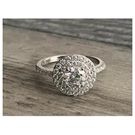 Autre Marque-Rhodium plated sterling silver moissanite ring-Silvery